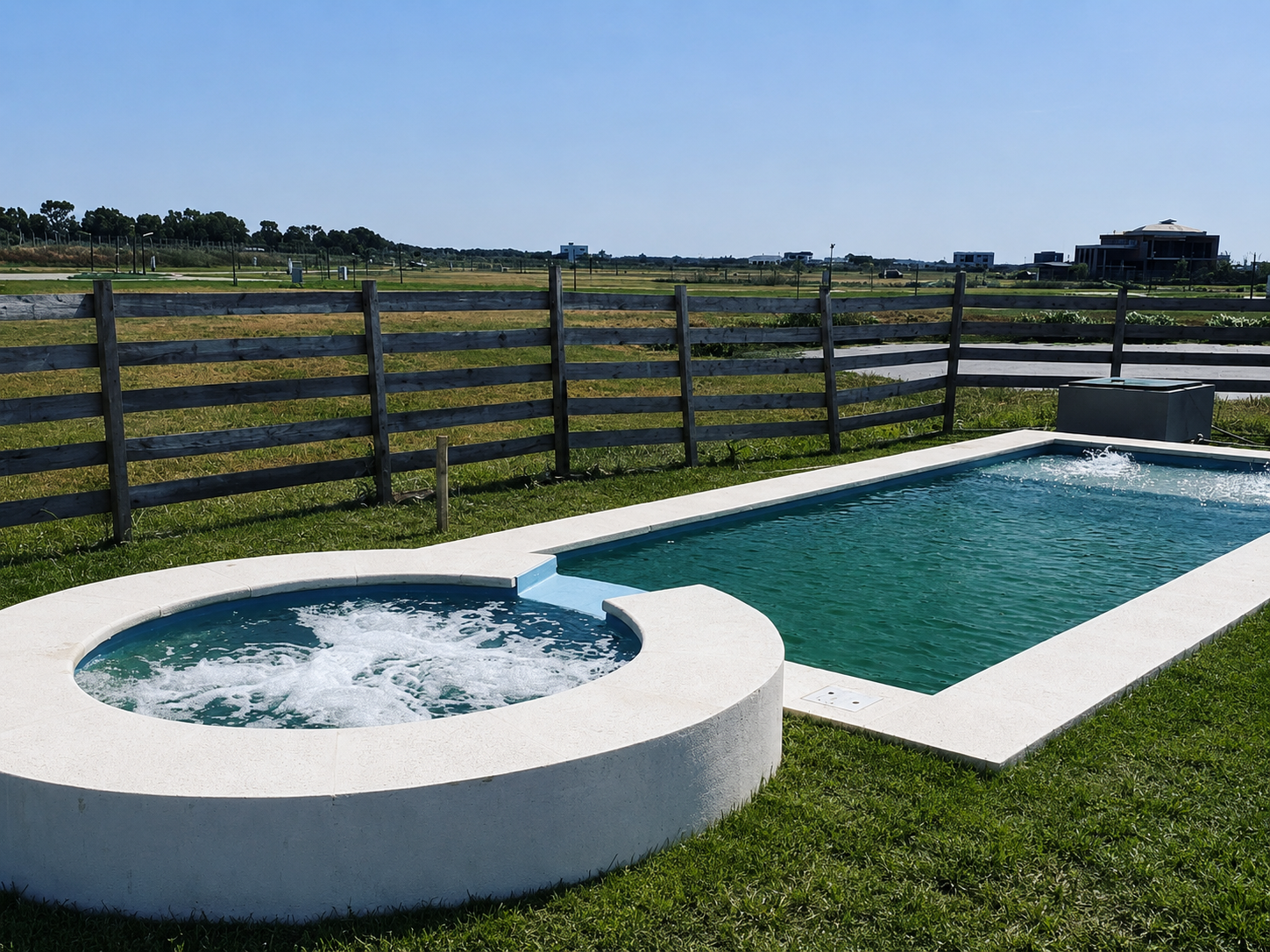 Piscina con jacuzzi circular integrado, Haras del Sur 2